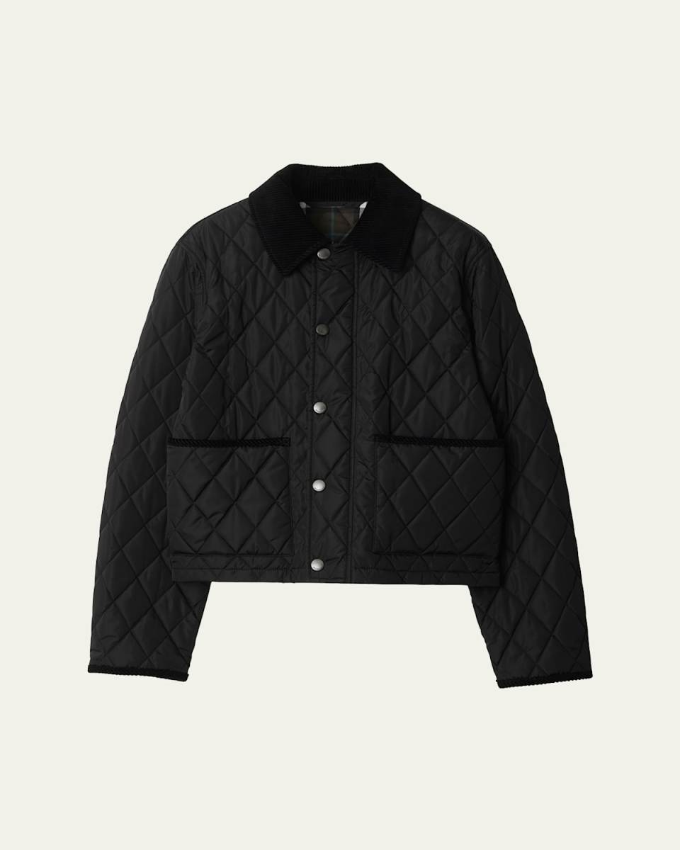 Quilted Velvet Trim Jacket